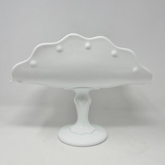 Vintage Indiana Glass Teardrop White Milk Glass Banana Stand‎ Centerpiece 1950s - Picture 5 of 7